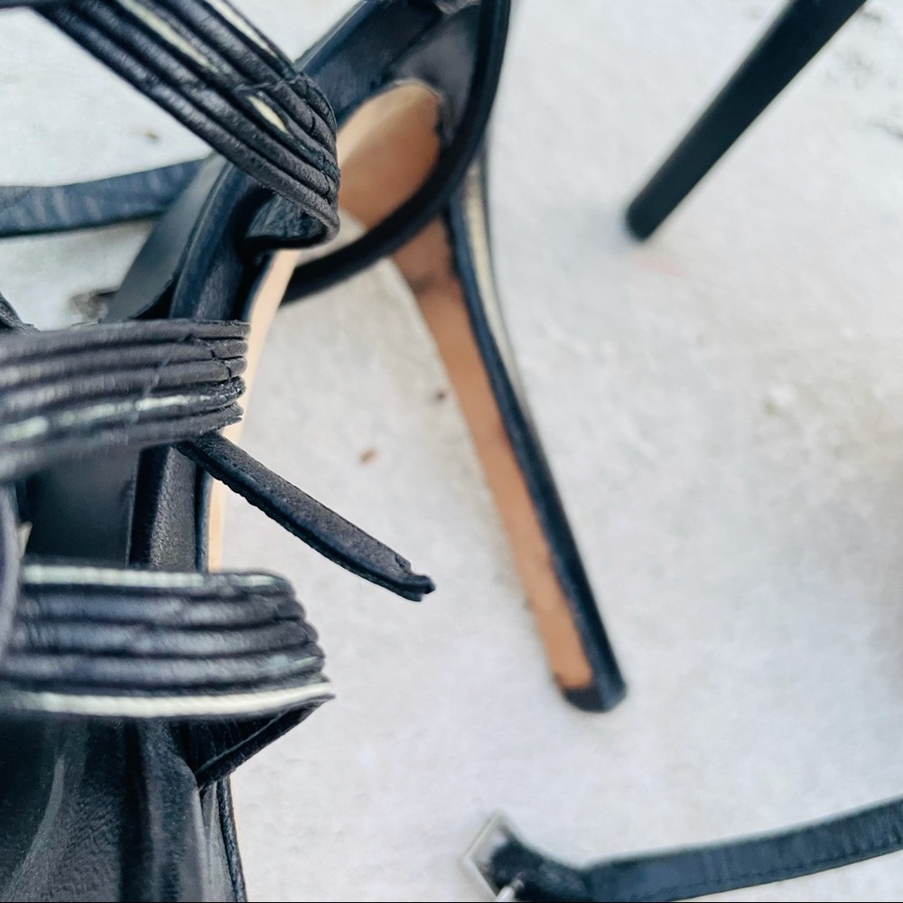 Christian Dior black leather strapped open-toe slingback 4.5”stiletto high heels - Picture 8 of 16
